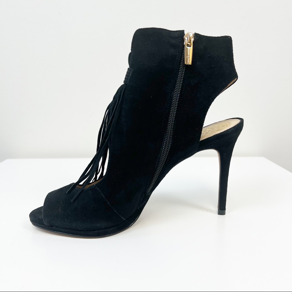 Vince Camuto Peep Toe Leather Fringe Detail Dress Sandal Size 9.5 - Picture 2 of 8